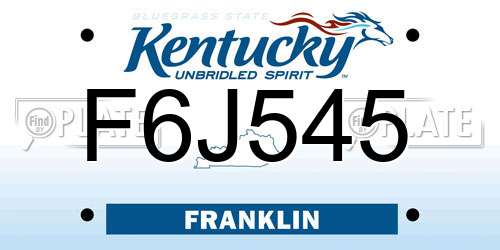 F6J545 Kentucky License Plate