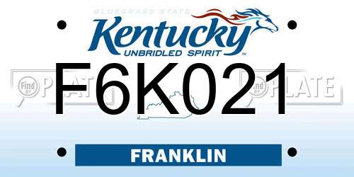 F6K021 Kentucky License Plate