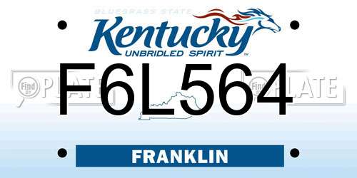 F6L564 Kentucky License Plate