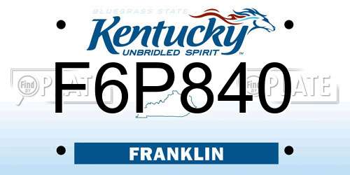 F6P840 Kentucky License Plate