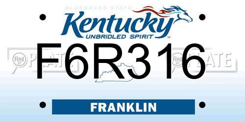 F6R316 Kentucky License Plate