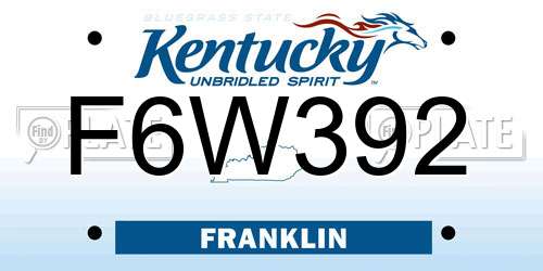 F6W392 Kentucky License Plate