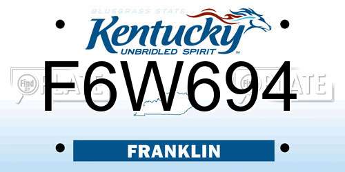 F6W694 Kentucky License Plate