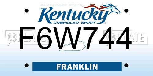 F6W744 Kentucky License Plate