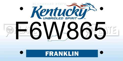 F6W865 Kentucky License Plate