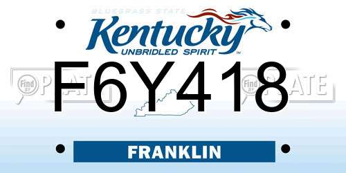 F6Y418 Kentucky License Plate