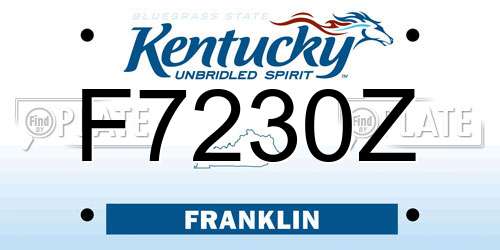 F7230Z Kentucky License Plate