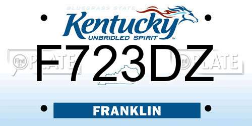 F723DZ Kentucky License Plate