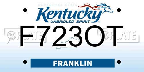 F723OT Kentucky License Plate