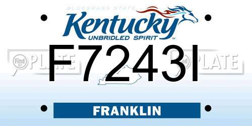 F7243I Kentucky License Plate