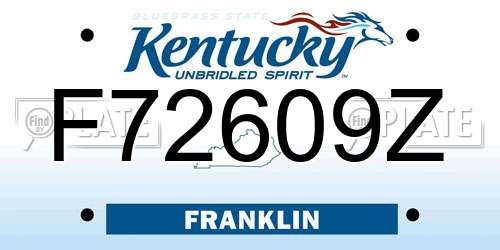 F72609Z Kentucky License Plate
