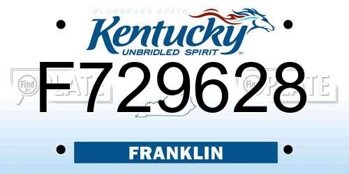 F729628 Kentucky License Plate
