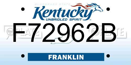 F72962B Kentucky License Plate