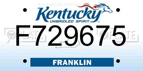 F729675 Kentucky License Plate