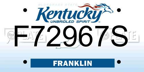 F72967S Kentucky License Plate