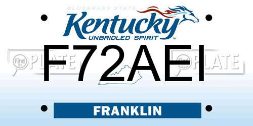 F72AEI Kentucky License Plate