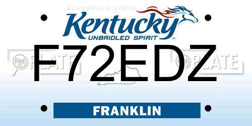 F72EDZ Kentucky License Plate