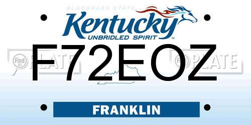 F72EOZ Kentucky License Plate