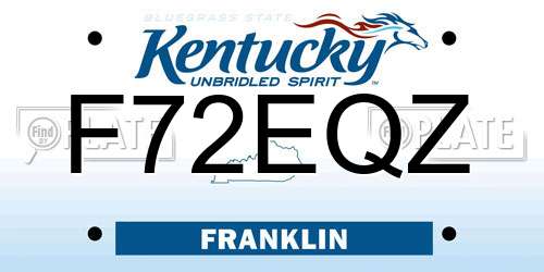 F72EQZ Kentucky License Plate