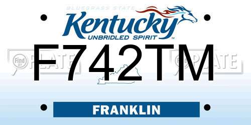 F742TM Kentucky License Plate