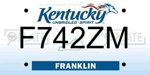 F742ZM Kentucky License Plate