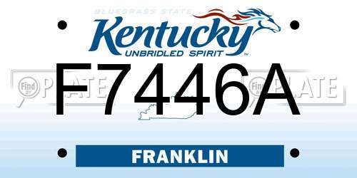 F7446A Kentucky License Plate