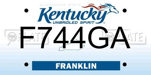 F744GA Kentucky License Plate