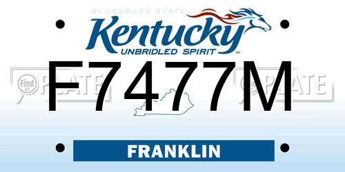 F7477M Kentucky License Plate