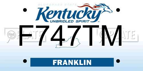 F747TM Kentucky License Plate