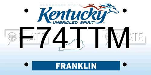 F74TTM Kentucky License Plate