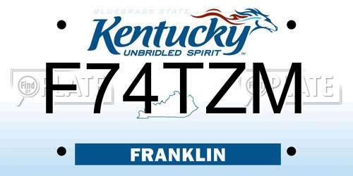 F74TZM Kentucky License Plate