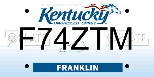 F74ZTM Kentucky License Plate