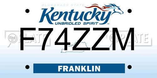 F74ZZM Kentucky License Plate