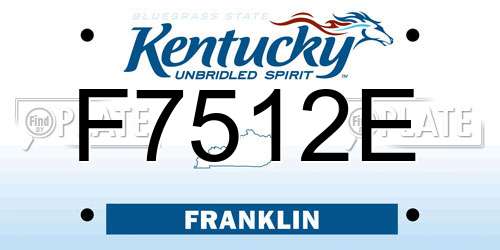 F7512E Kentucky License Plate
