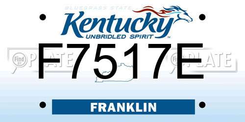 F7517E Kentucky License Plate
