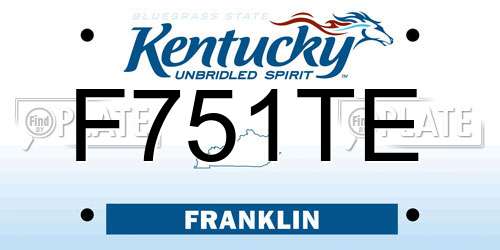 F751TE Kentucky License Plate