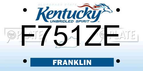 F751ZE Kentucky License Plate