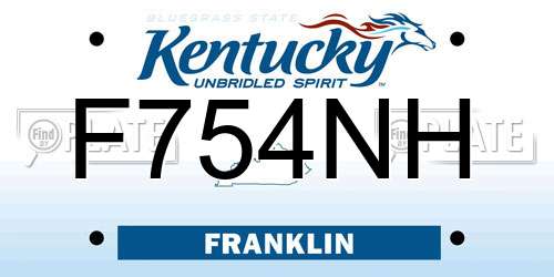F754NH Kentucky License Plate