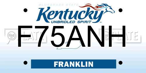 F75ANH Kentucky License Plate