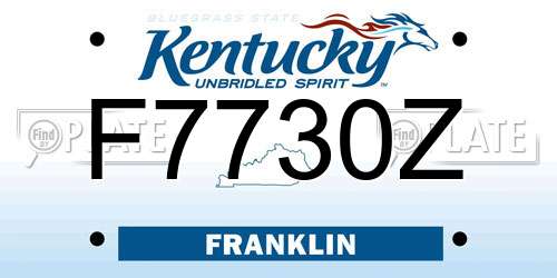 F7730Z Kentucky License Plate