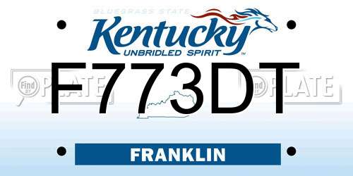 F773DT Kentucky License Plate