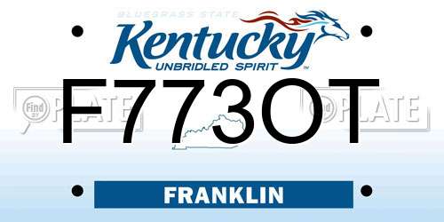 F773OT Kentucky License Plate