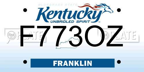 F773OZ Kentucky License Plate