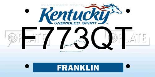 F773QT Kentucky License Plate