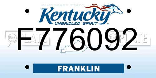F776092 Kentucky License Plate