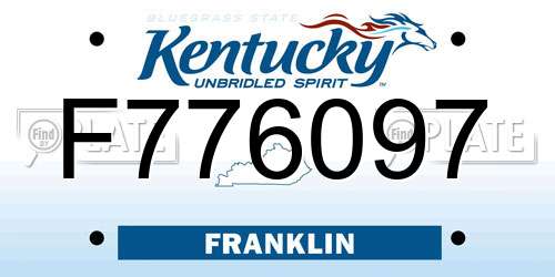 F776097 Kentucky License Plate