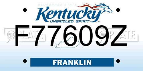 F77609Z Kentucky License Plate