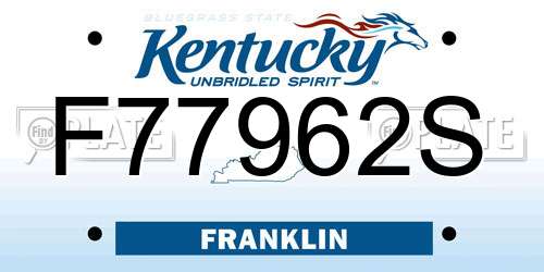 F77962S Kentucky License Plate