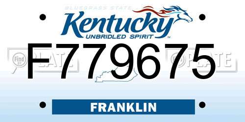 F779675 Kentucky License Plate