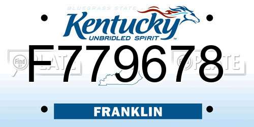 F779678 Kentucky License Plate